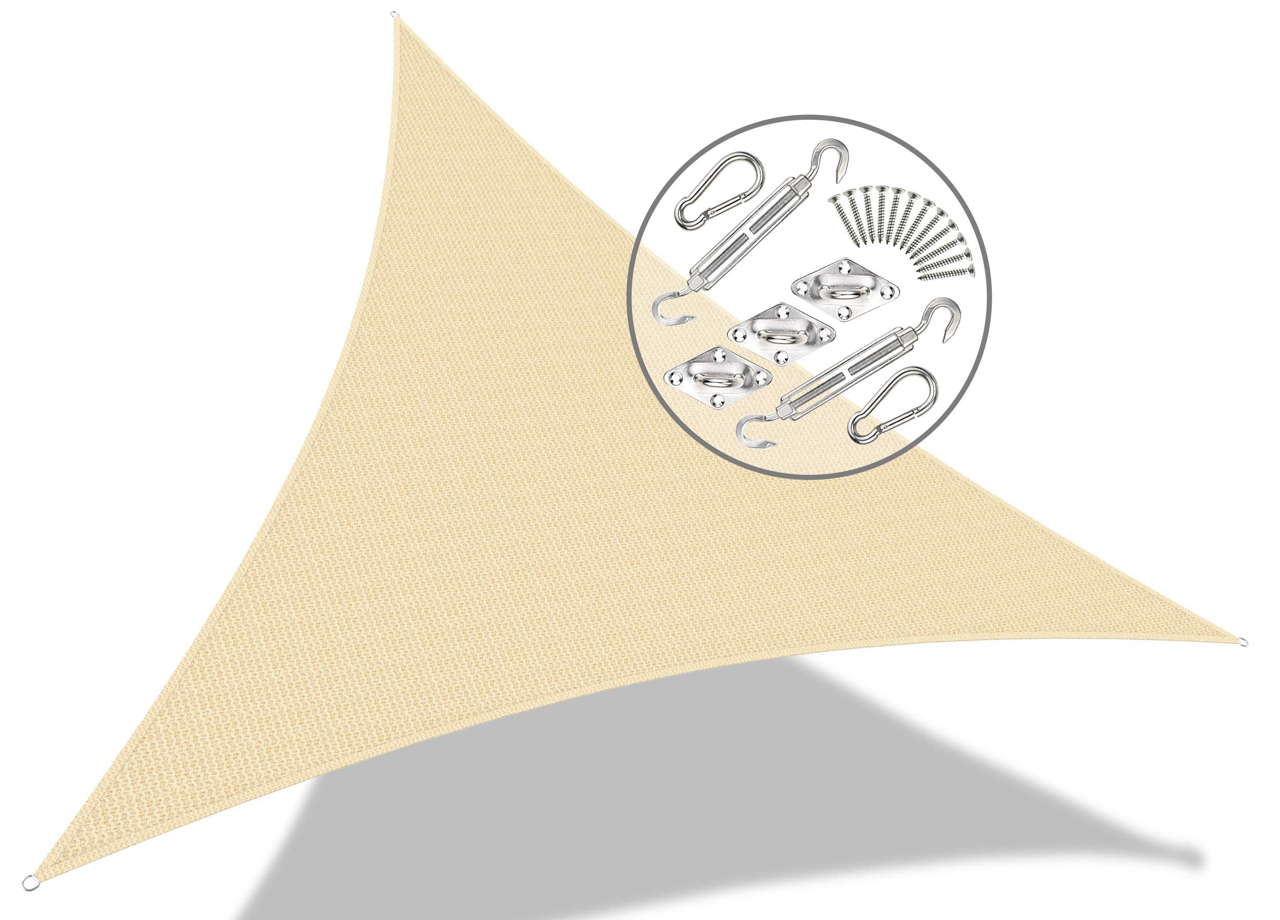 VOUNOT Triangle Sun Shade Sail 5x5x5m | HDPE UV-Protection Canopy