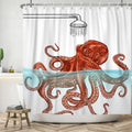 Jolof Store Funny Orange Octopus Shower Curtain - Waterproof Polyester