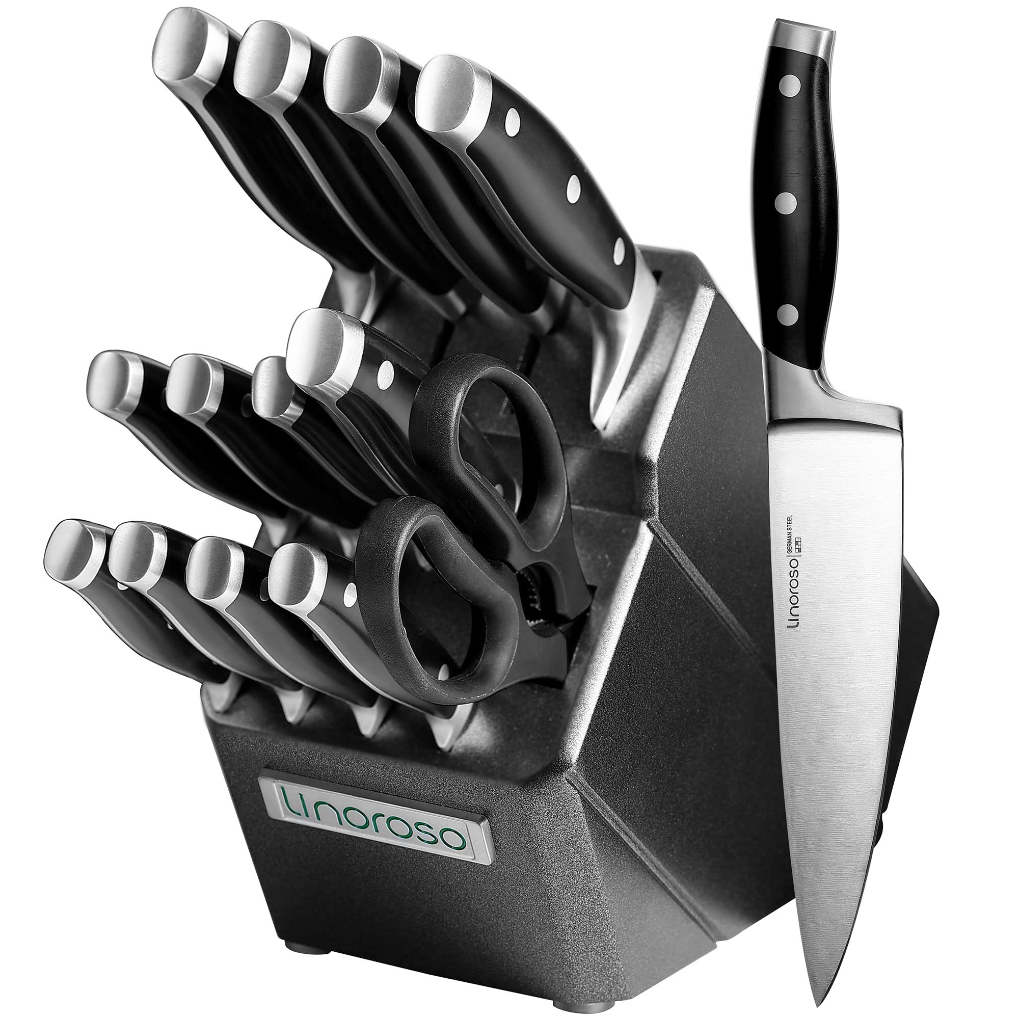 Linoroso 14-Piece Kitchen Knife Set | German Stainless Steel Full Tang