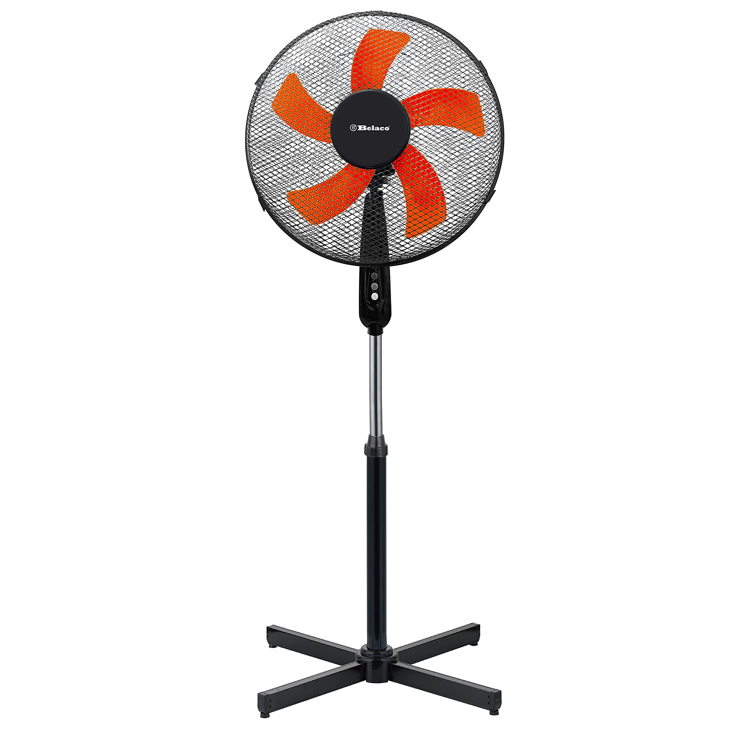 Belaco 16" Oscillating Pedestal Stand Fan – Adjustable Height, Black