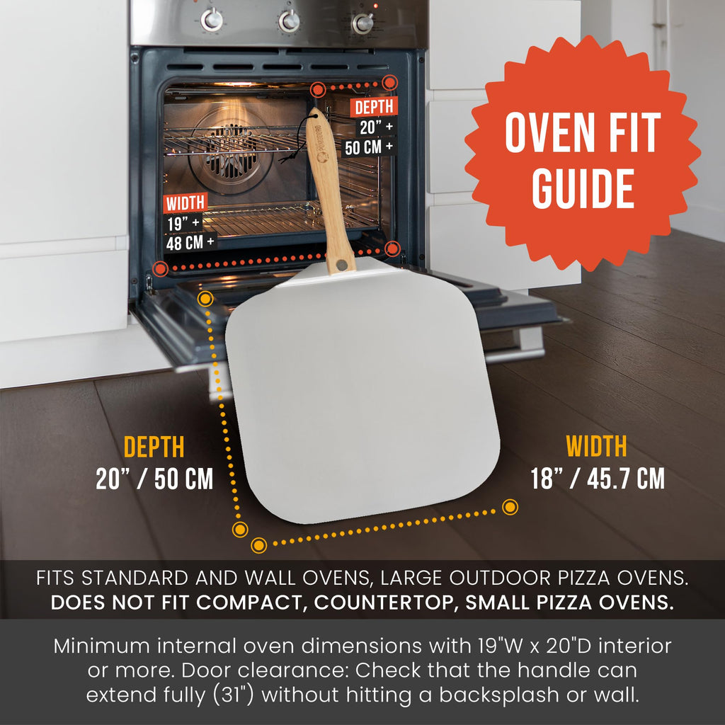 Chef Pomodoro Aluminum Pizza Peel - 18x20 Inch Foldable Wood Handle