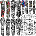 Metuu 46 Sheets Full Arm Temporary Tattoos | Waterproof Body Art Stickers