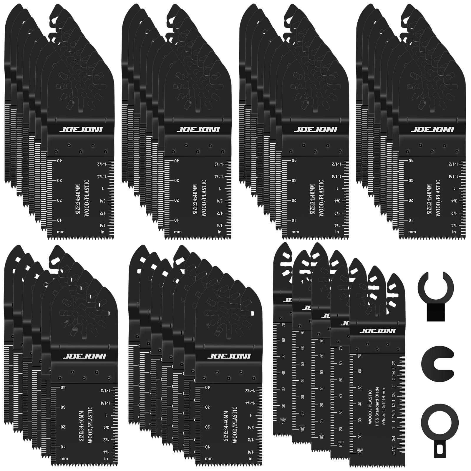 JOEJONI 53pcs Universal Oscillating Saw Blades Set for Wood Cutting
