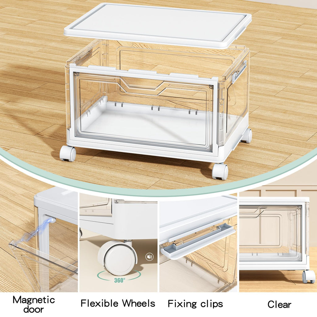 StowBin Storage Boxes with Lid,Plastic Storage Bins with 1 Lid,23L*4 Tier