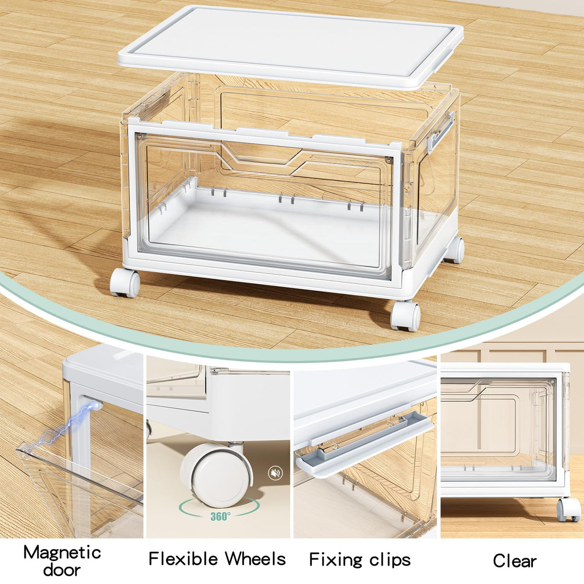 StowBin Storage Boxes with Lid,Plastic Storage Bins with 1 Lid,23L*4 Tier