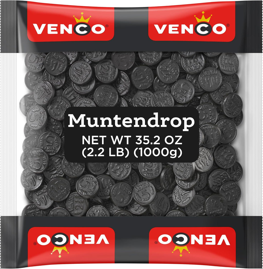 Venco Muntendrop Black Licorice Coins – Salted Salmiak Candy, 1kg