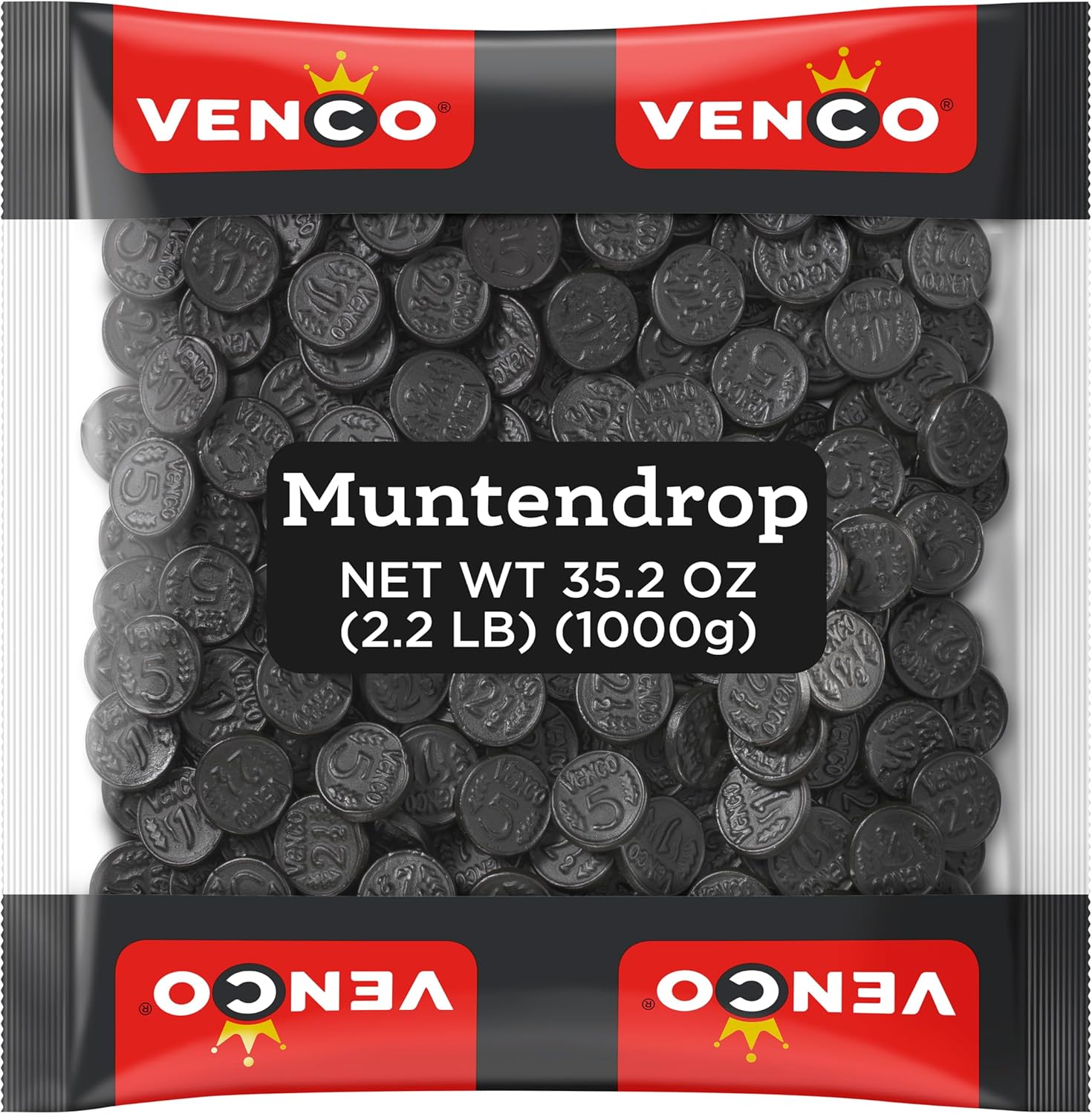 Venco Muntendrop Black Licorice Coins – Salted Salmiak Candy, 1kg