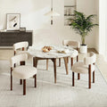 COLAMY Wooden Dining Chairs Set of 4, Fabric Chairs for Dining Room with Open Curved Backrest and Thick Seat Cushion