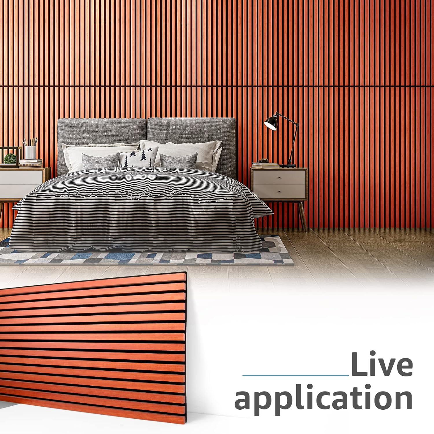 Art3d Acoustic Wood Slatted Wall Panels - 2 Pack 60x120cm Cherry Finish