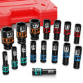 Aurlloct 1/2" Drive Deep Impact Socket Set, 16-Piece Hex (10-32mm)