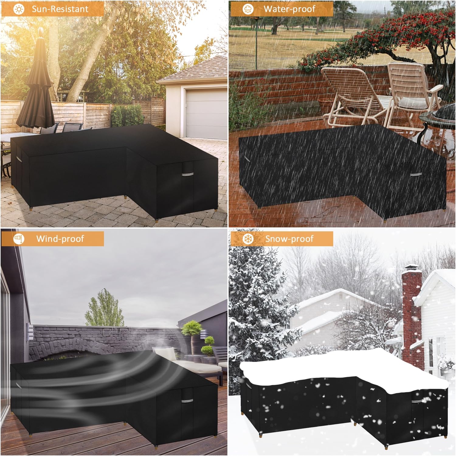 Dokon L-Shape Garden Furniture Cover | Heavy Duty 600D Oxford Fabric