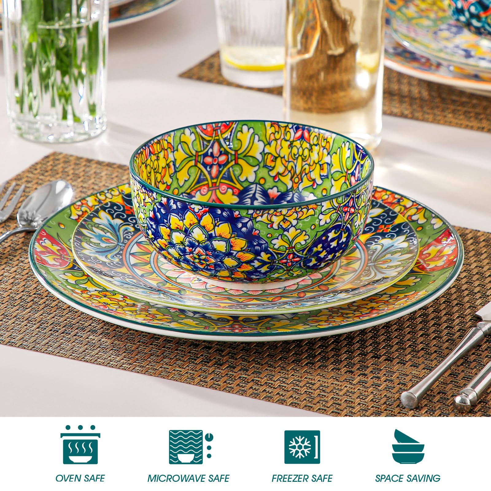 vancasso SIMI 28 oz Ceramic Cereal Bowls – Set of 6 Boho Soup Bowls