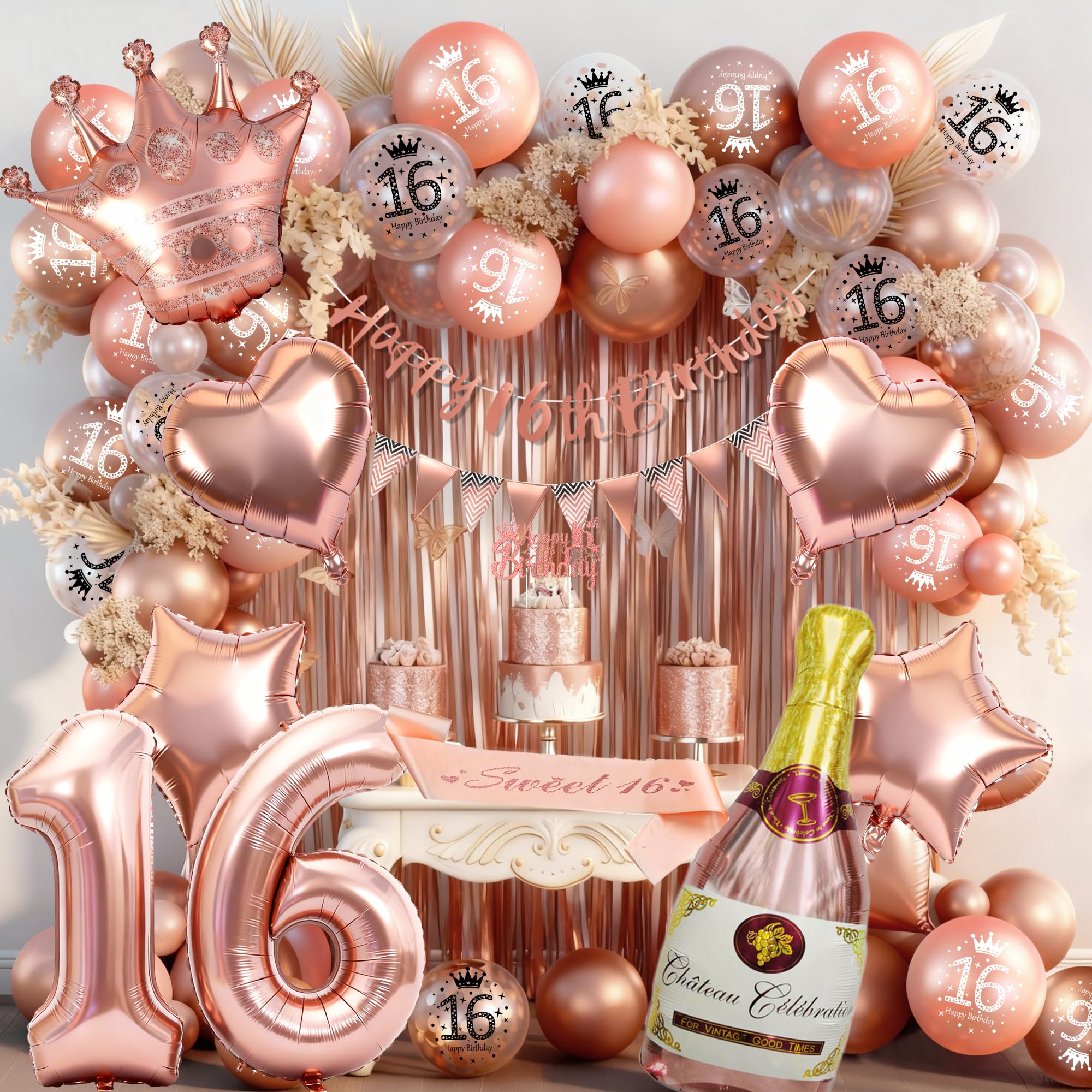 Jolof Store Sweet 16th Birthday Decorations – Rose Gold Party Balloon Kit