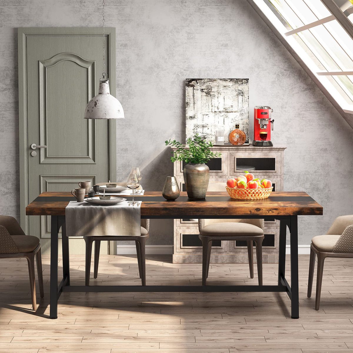 Tribesigns Dining Table for 8 People, 70.87-inch Rectangular Wood Kitchen Table with Strong Metal Frame - image 3