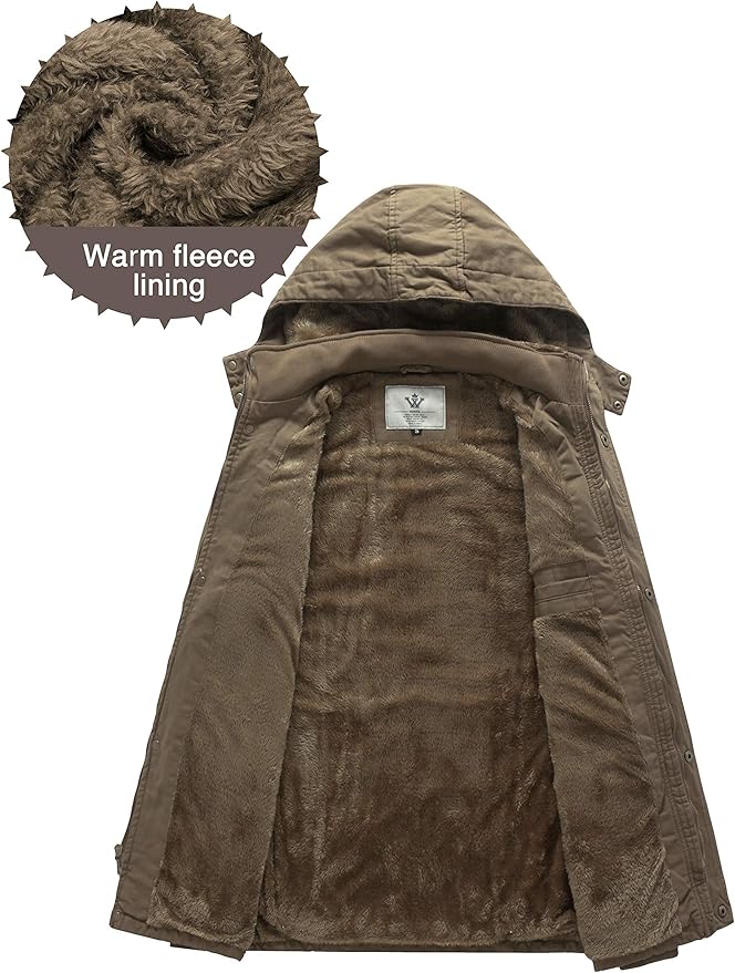 Massive Discounts Men's Fleece Lined Cotton Parka Jacket with Hood