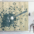 ABAKUHAUS Acoustic Guitar Fabric Shower Curtain - Music Notes Decor