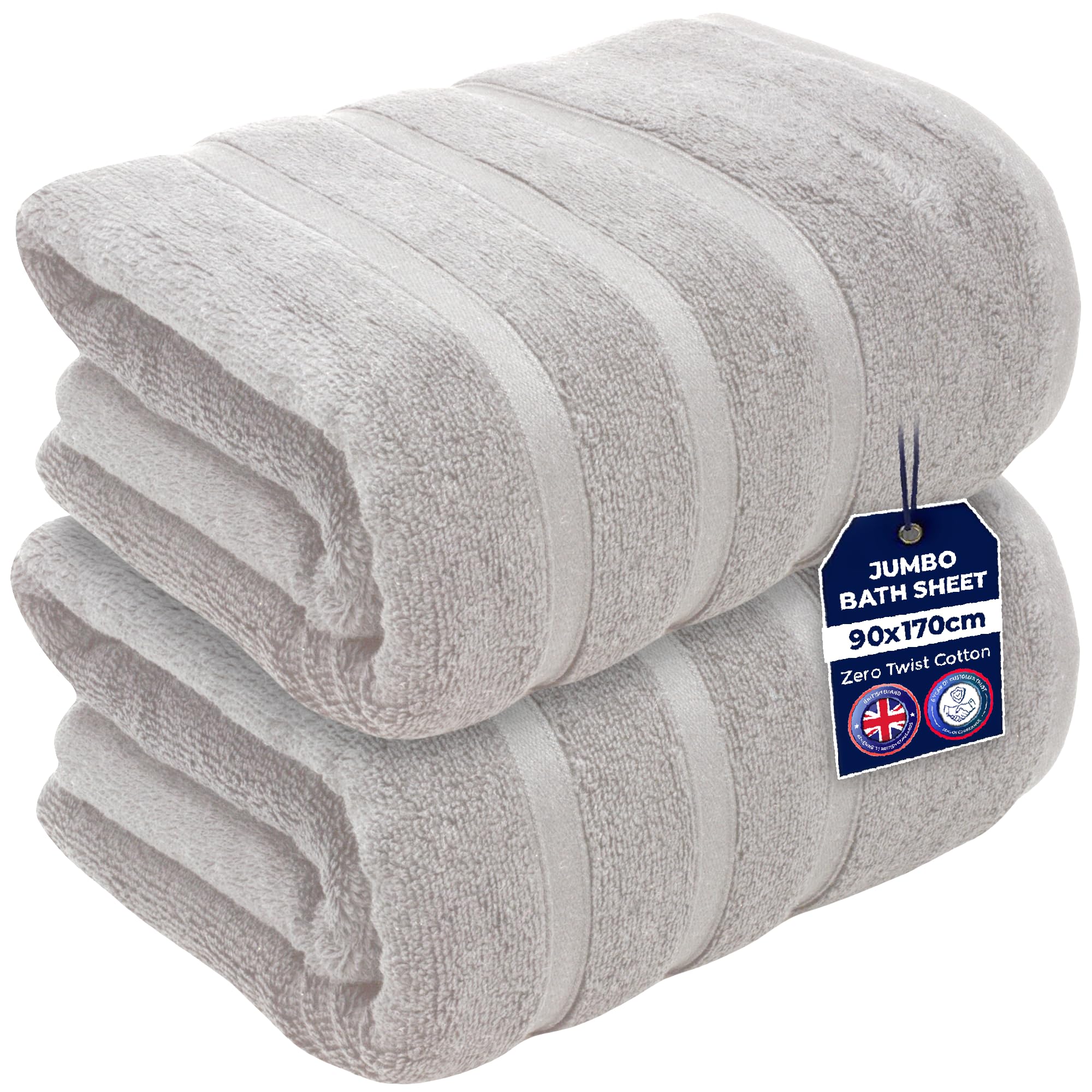 Towelogy Jumbo Bath Sheet - 100% Egyptian Cotton XL Towel, Silver Grey