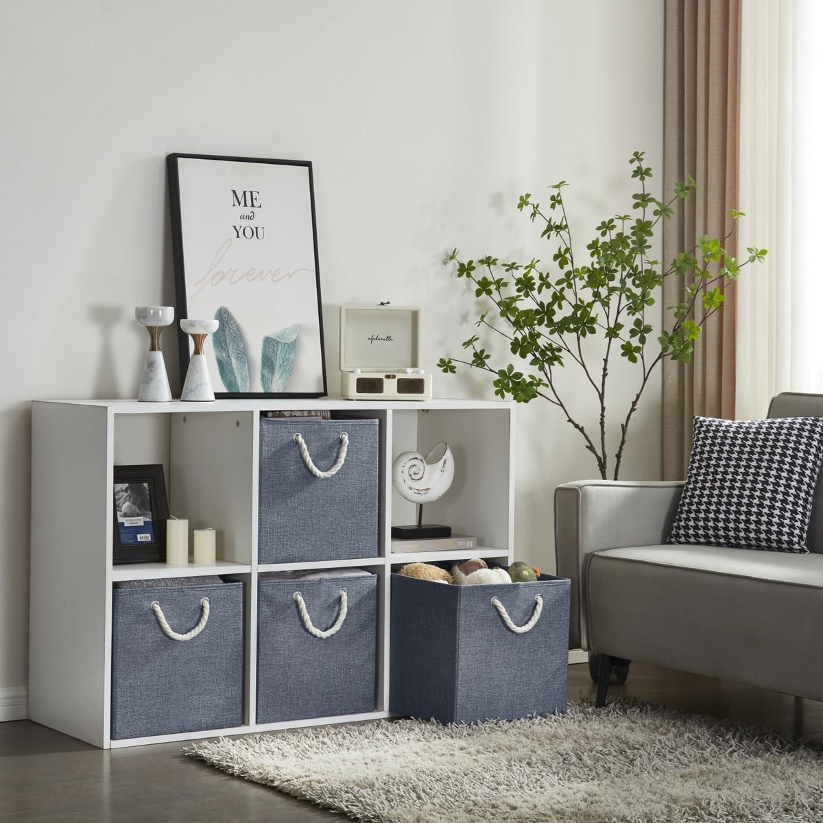 Mangata 4 Pack Storage Cubes for Shelves, Fabric Storage Boxes with Cotton Rope Handles Home Organization - image 2