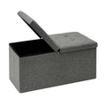 Bonlife Foldable Storage Ottoman Bench | Linen Gray Footstool - 76cm
