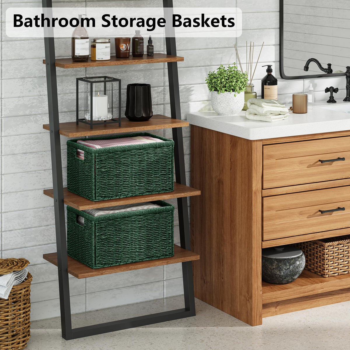 Vagusicc Wicker Storage Basket, Foldable Storage Cubes Organizer Bins, Handwoven Storage Baskets for Shelves Closet Office Bathroom - image 4