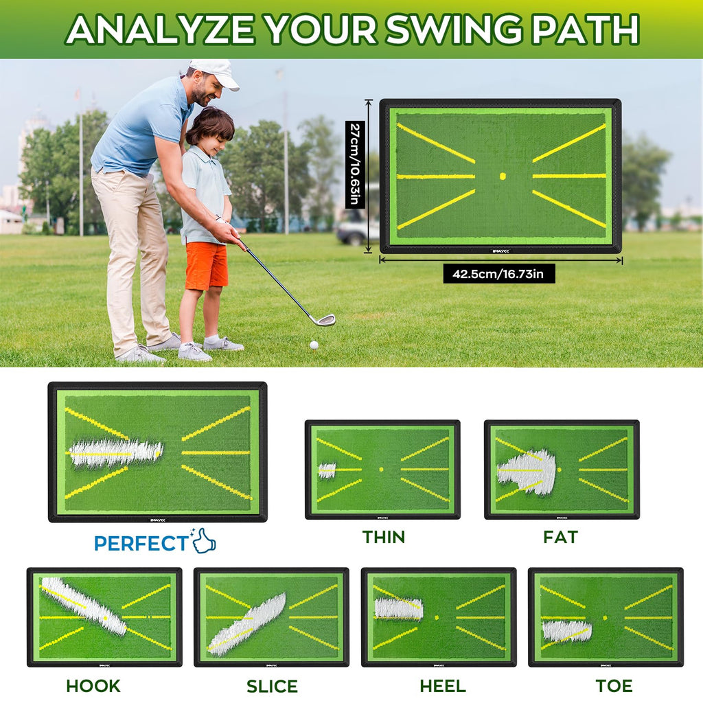 IMAYCC Golf Training Mat – 2-Piece Swing Path Feedback Mat with Rubber Base