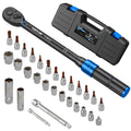 KRETLAW 3/8" Drive Click Torque Wrench Set - 30PC, 5-60 Nm for Bikes