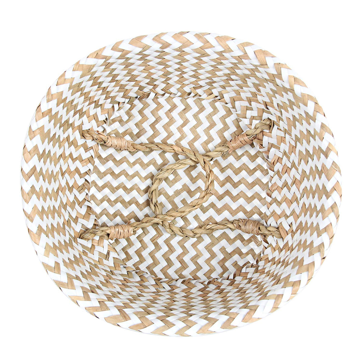 FEILANDUO Laundry Basket Wicker Woven Belly Baskets Decor Home Storage for Fruit Hand-woven Seaweed Collapsible with Handle for Organizer Plant Pot - image 2