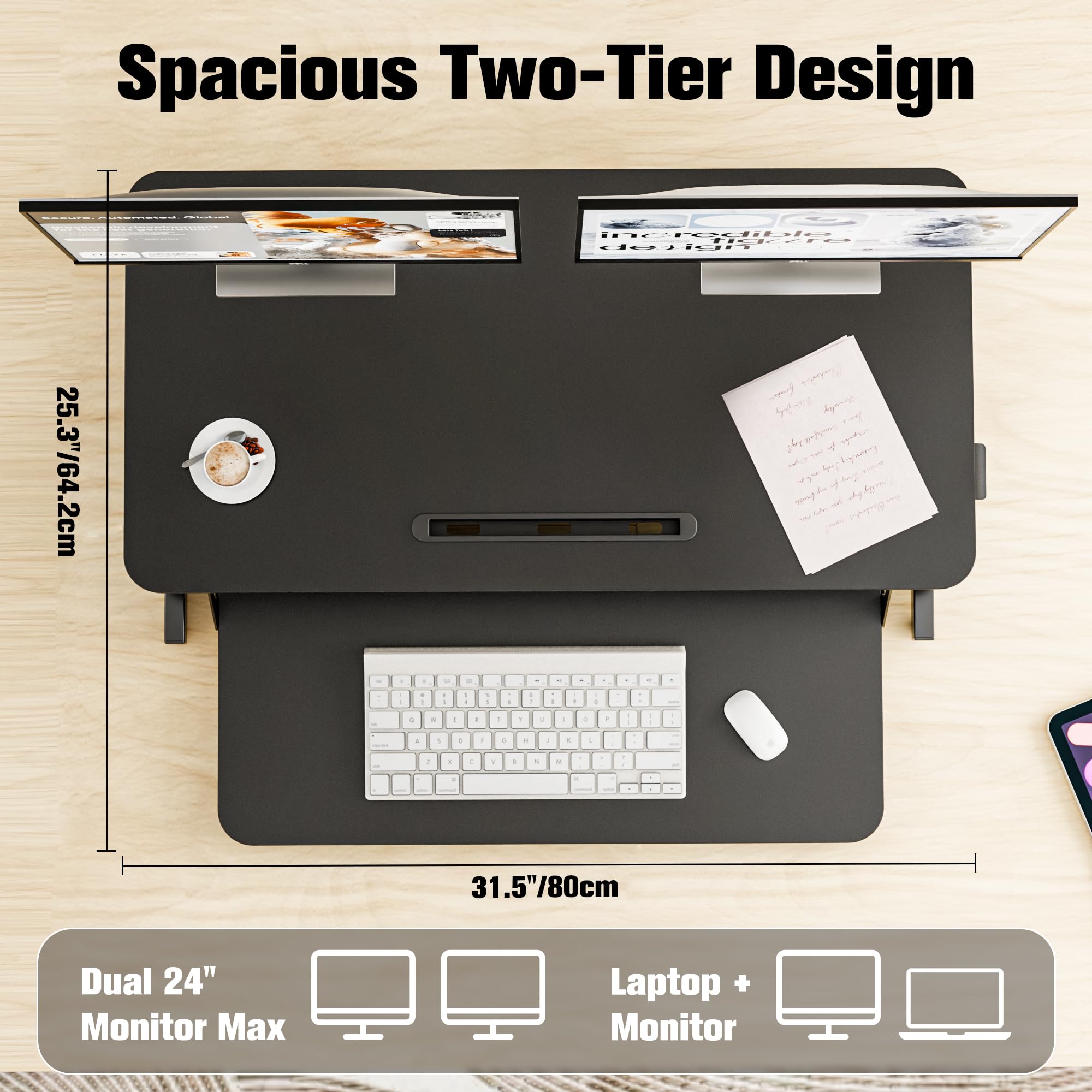 ERGOMAKER Standing Desk Converter – 32 Inch Height Adjustable Riser