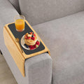 Bamboo Sofa Arm Tray Table - Anti-Slip Foldable Couch Sofa Armrest Tray, Removable Large Couch Cup Holder for Drinks Cup Cellphone Remote Snacks - image 1