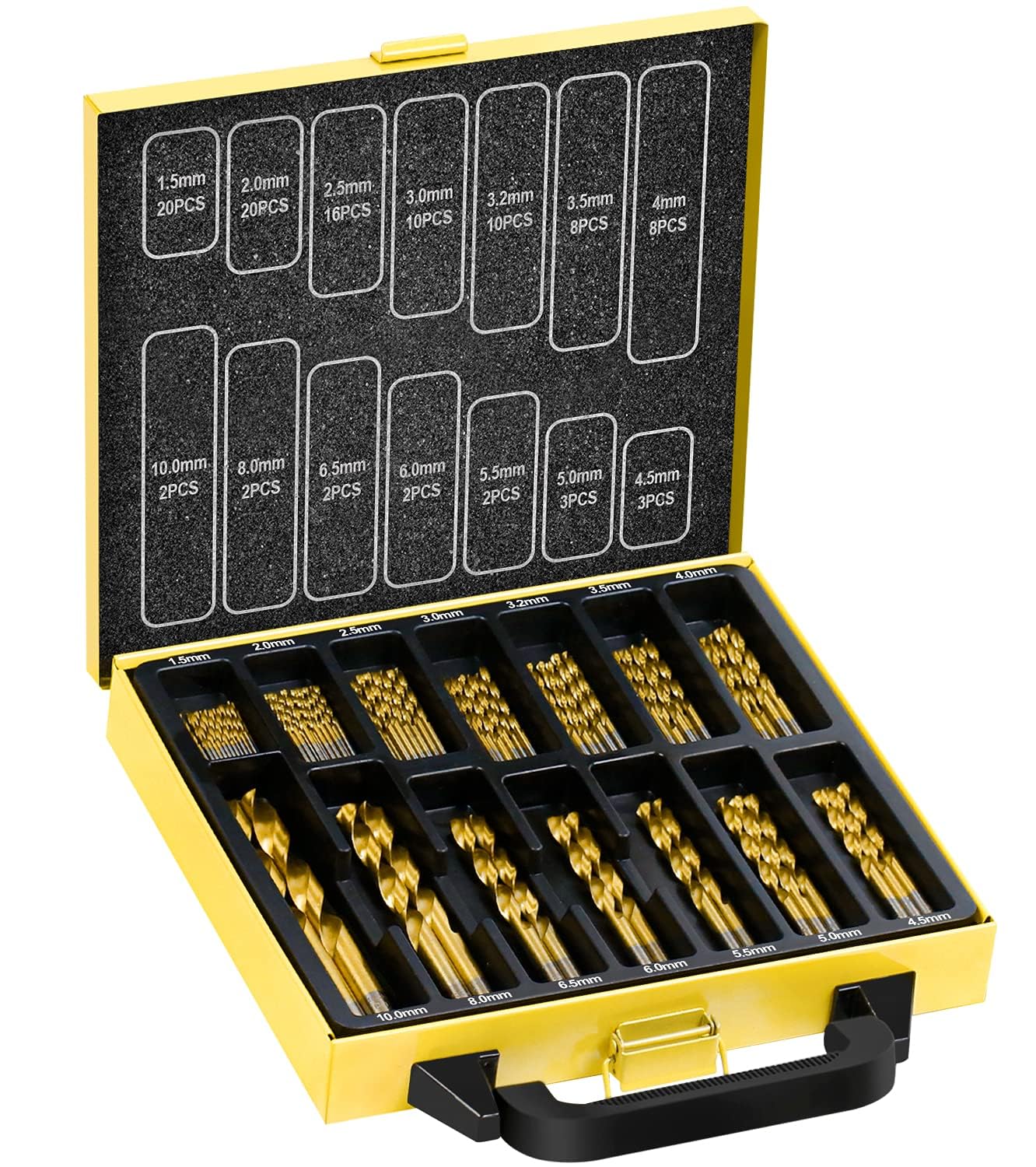 TOPEC 108pc HSS-Titanium Drill Bit Set for Metal & Wood | 1.5-10mm