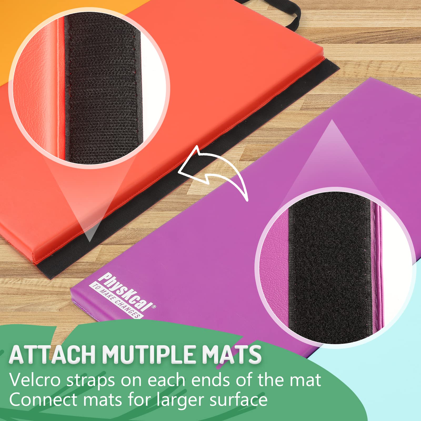 PhysKcal 5-Panel Folding Gymnastics Tumbling Mat | Thick EPE Foam Exercise Mat