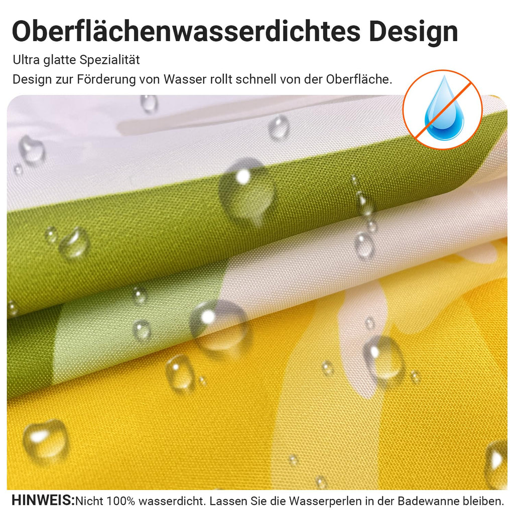 Lerores Shower Curtain, 100 x 200 cm, Lemon Leaf, Weighted Hem, Anti-Mould, Water-Repellent - image 2