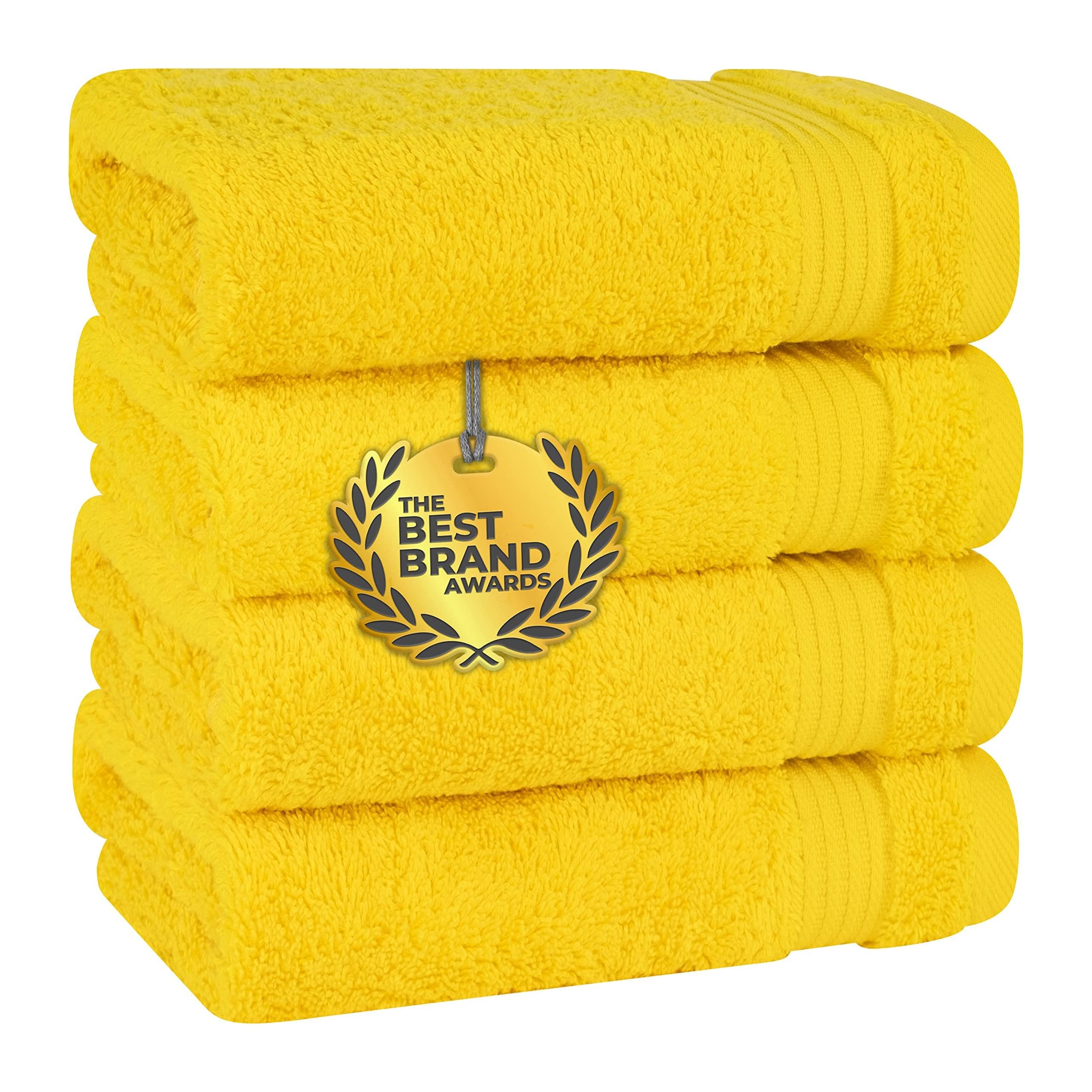 Jolof Store Turkish Cotton Hand Towels – 600 GSM 4-Piece Set, Yellow