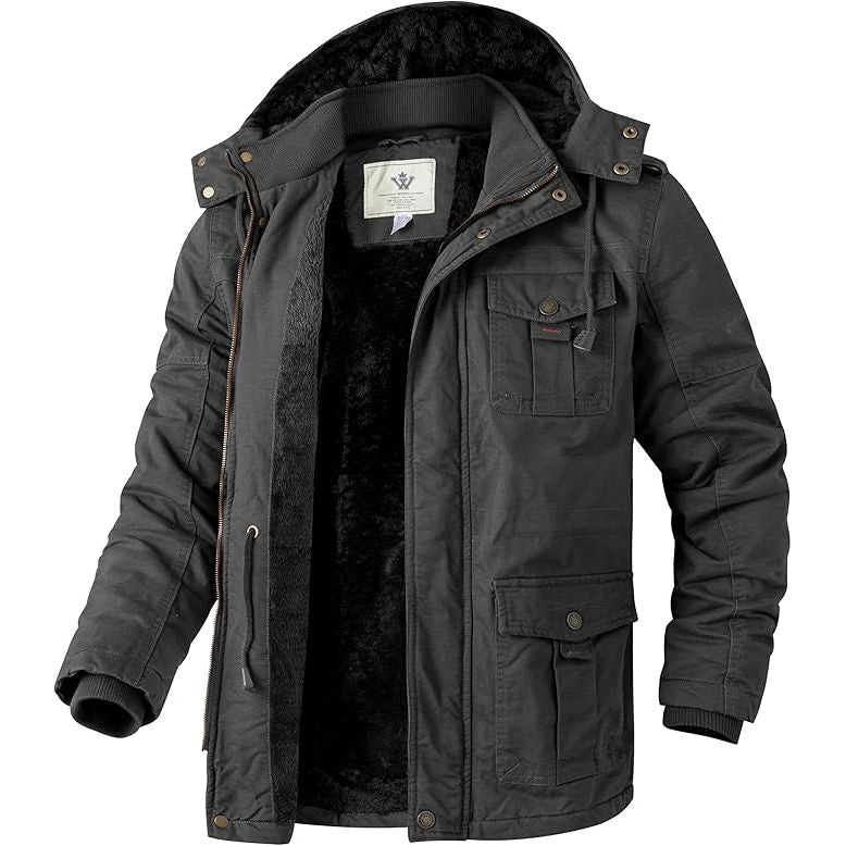 WenVen Men's Winter Parka – Thick Fleece Lined Hooded Cotton Jacket