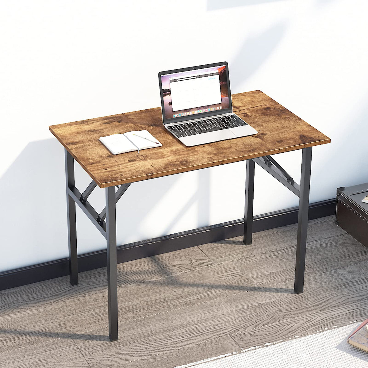sogesfurniture Folding Table Office Study Writing Desk Computer PC Laptop Table Workstation Dining Gaming Table, No Install Needed, 100x60x75cm - image 3