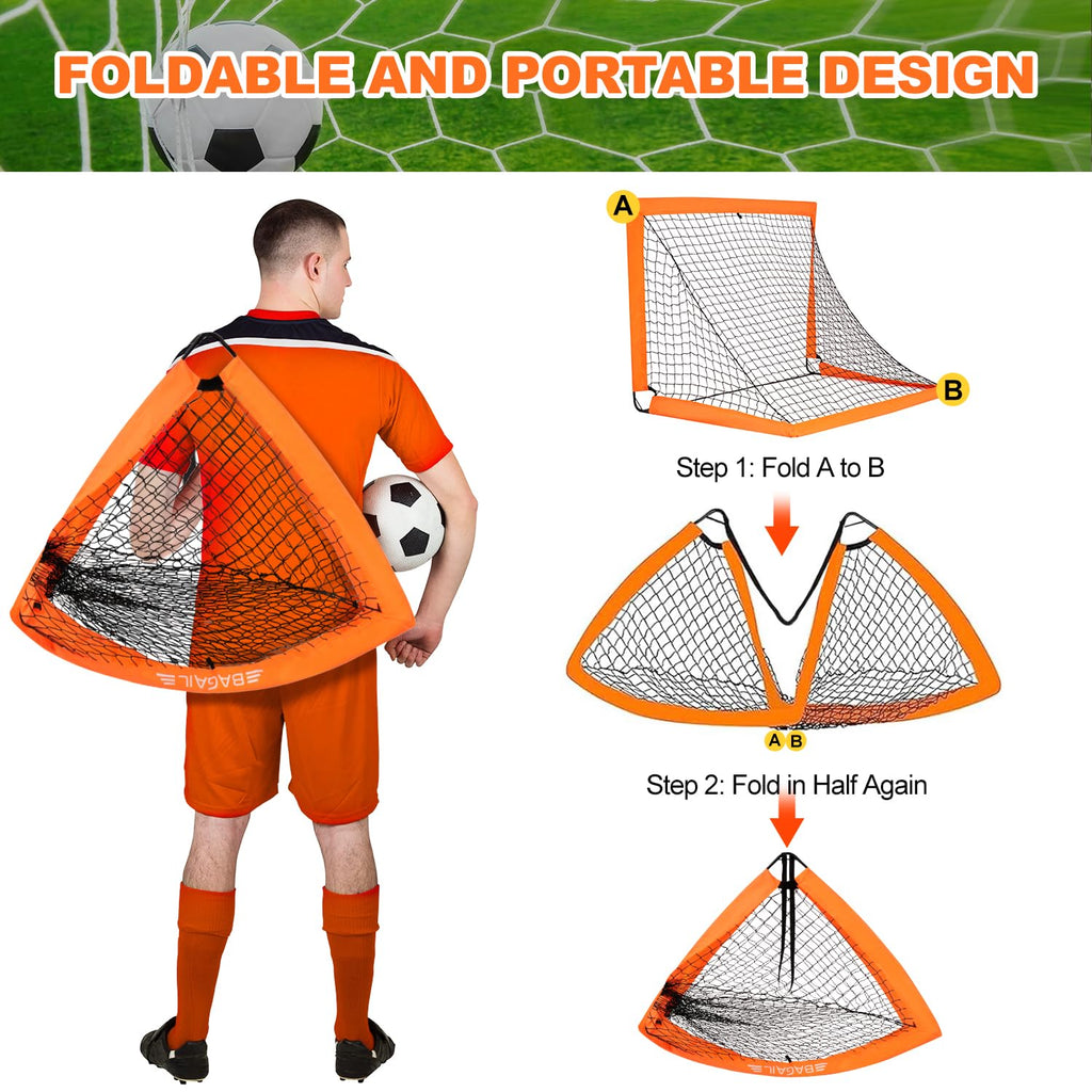 BAGAIL Pop Up Football Goal | Portable Soccer Net with Target & Carry Bag