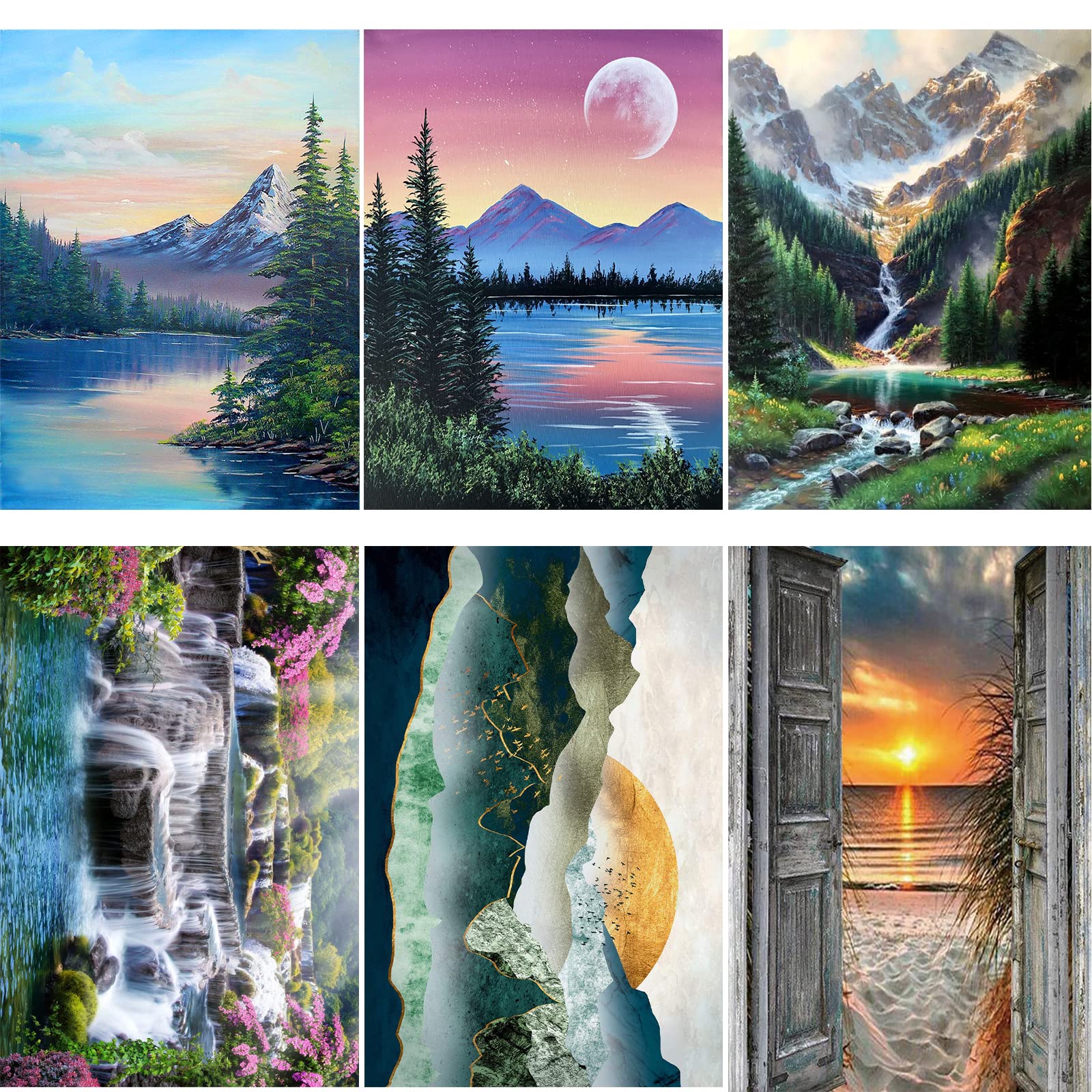 DOTZSO 6PCS Landscape 5D Diamond Painting Kits for Adults | Full Drill