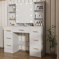 Umeiga Makeup Vanity Desk with Lighted Mirror | 7 Drawers White Dressing Table
