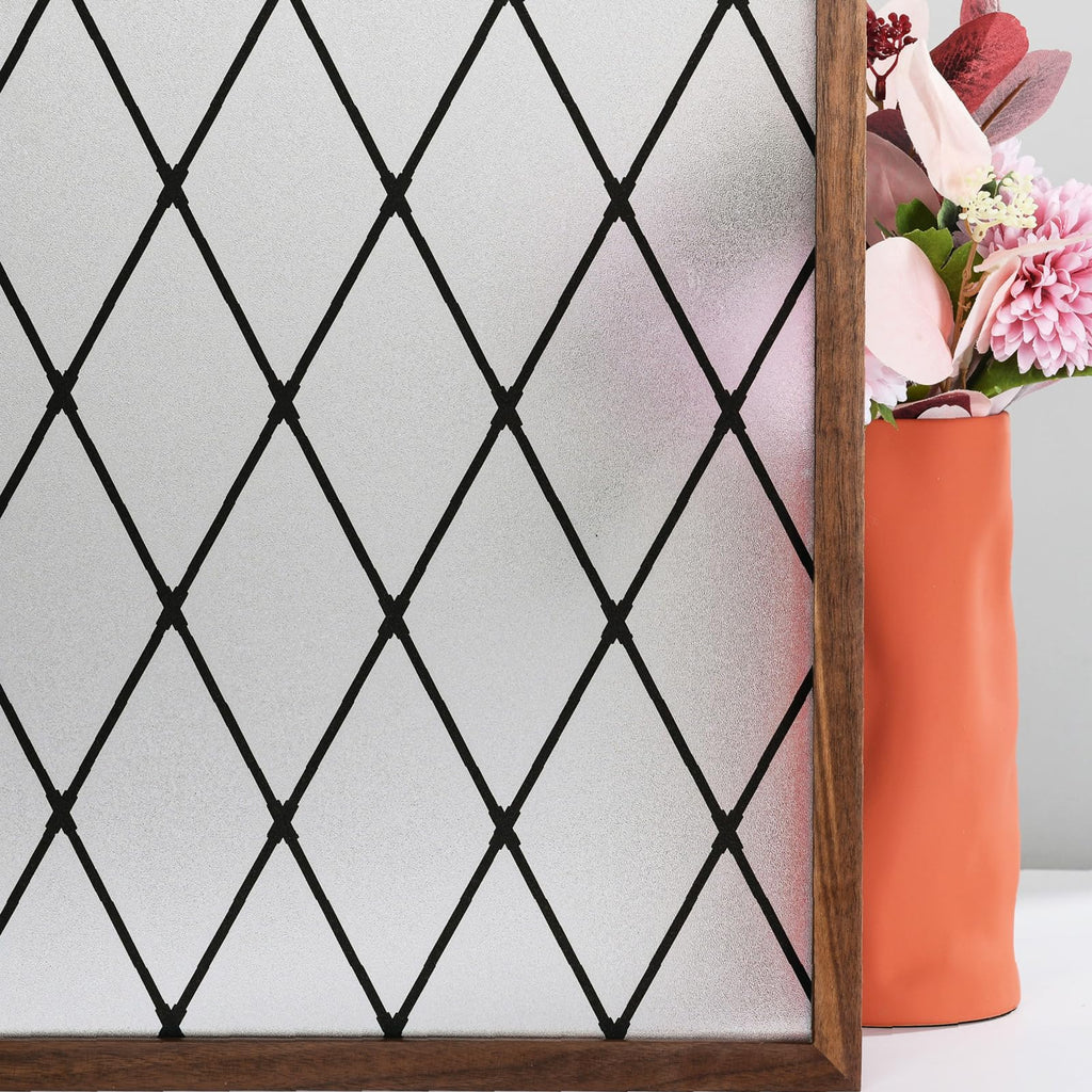 FEOMOS Black Lattice Privacy Window Film - Static Cling Anti-UV 90x300cm