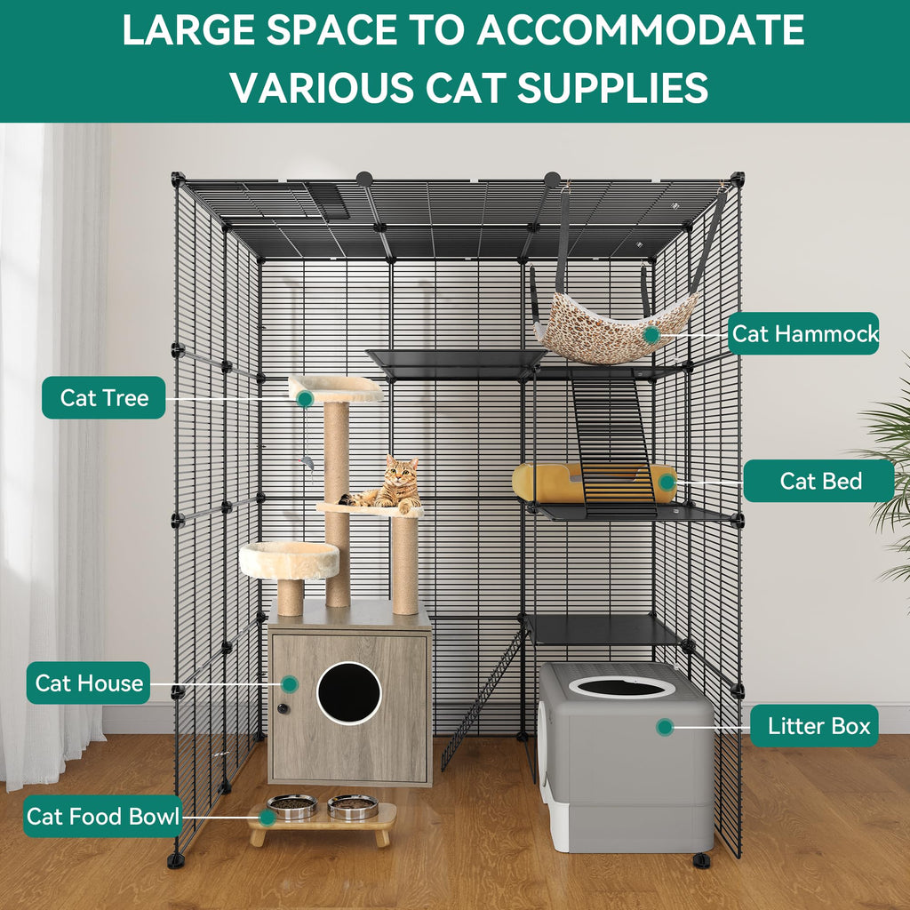 YITAHOME 4-Tier Large Cat Cage | Metal Wire Indoor Catio with Hammock