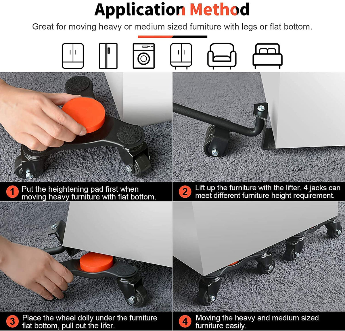Ronlap 6-Inch Steel Tri-Dolly，3-Wheel Furniture Mover's Dolly with Lifer - image 4