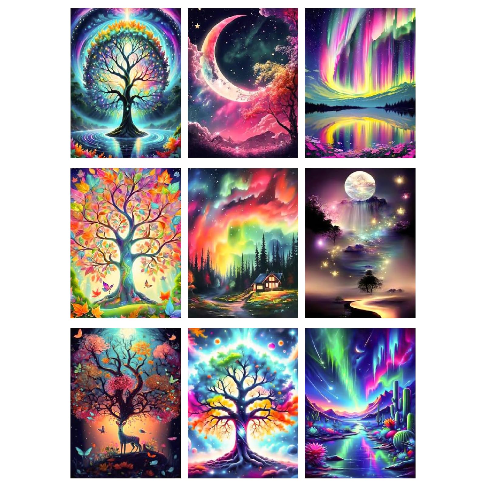 GJSZZO 9 Pack Diamond Painting Kits for Adults | 5D Full Drill Nature Art