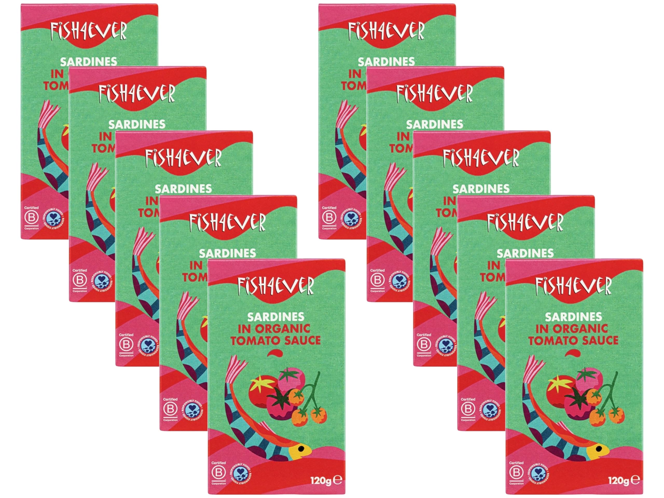 Fish 4 Ever Whole Sardines in Tomato Sauce - 120g (Pack of 10)