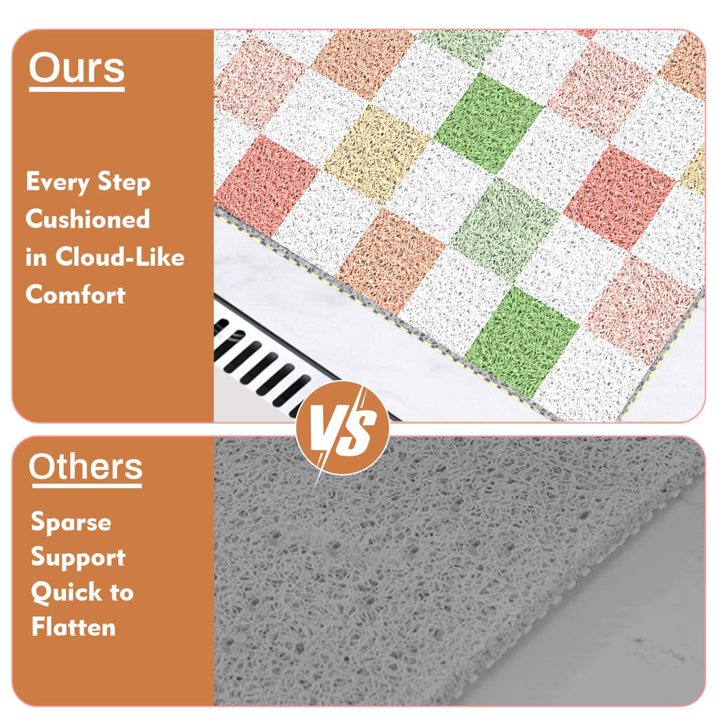 BLESWIN Large Shower Mat Non Slip 50x80CM, Checkered Shower Quick Dry Mats with Drain Hole, Antibacterial PVC Bath Mat for Inside Shower - image 5