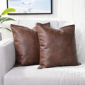 YAERTUN Faux Leather Throw Pillow Covers - Set of 2 Modern 24x24 Cases