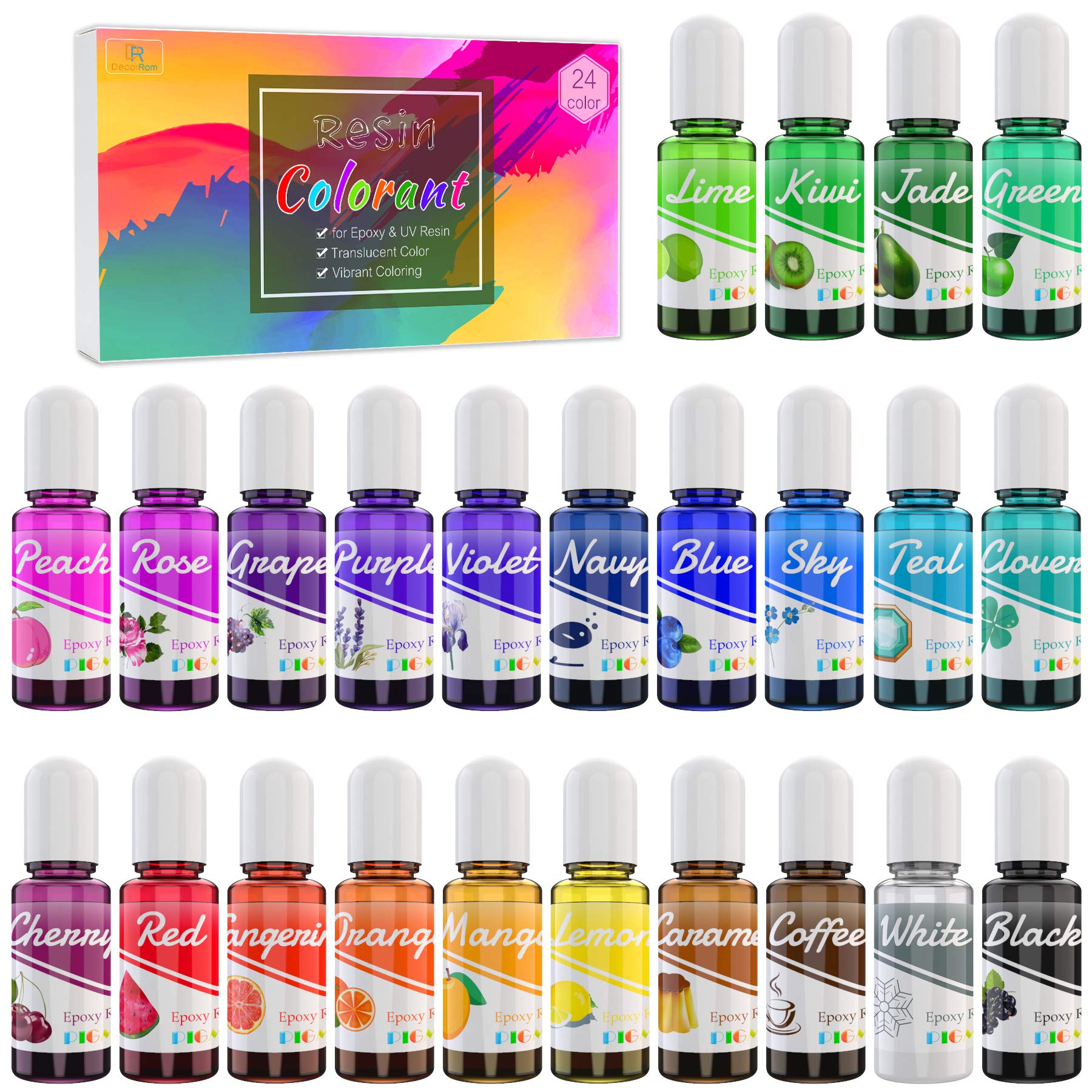 Jolof Store Epoxy UV Resin Pigment - 24 Concentrated Colours for DIY Art