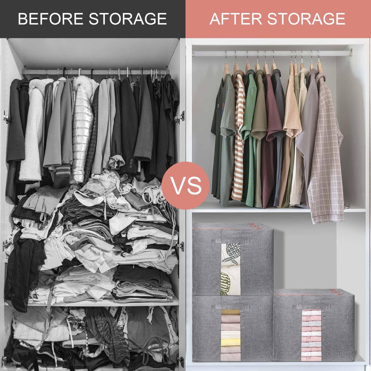 DAWNTREES Collapsible Storage Boxes, Storage Boxes for Clothes,Grey - image 5