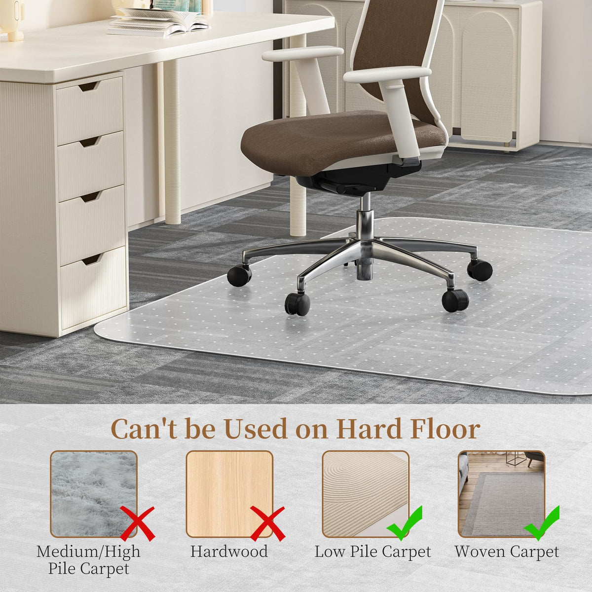 MESHDO Office Chair Mat for Carpet, 114 X 135 X 0.22CM Desk Chair Mat for Carpet Floors - image 3