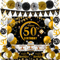 Jolof Store 50th Birthday Decorations Kit – Black and Gold Party Supplies