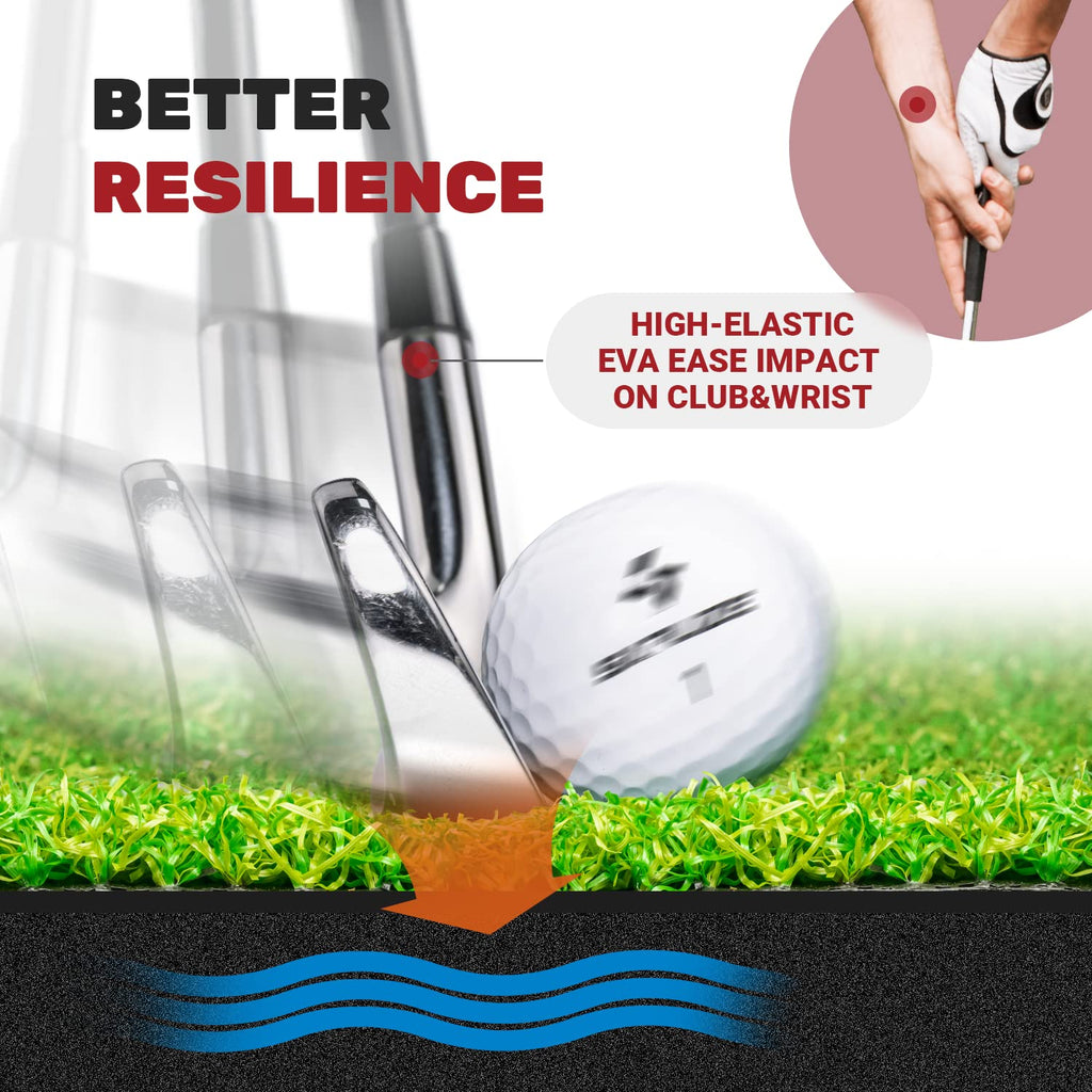 SAPLIZE Golf Hitting Mat with Ball Tray | 25"x17" Fairway & Rough Turf